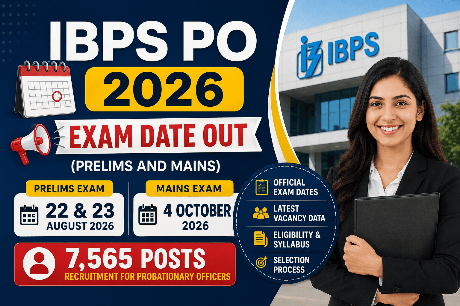 IBPS PO Exam Date 2026 Out 7,565 Vacancies