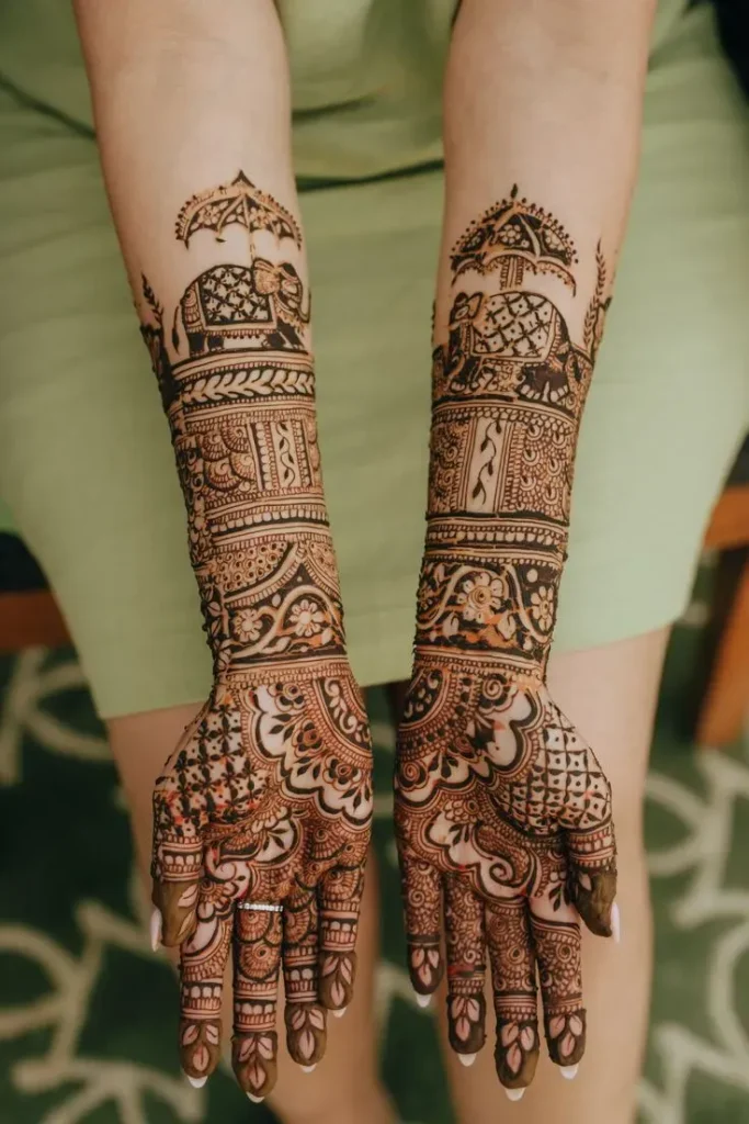 Modern Arabic Mehendi Design for Bride